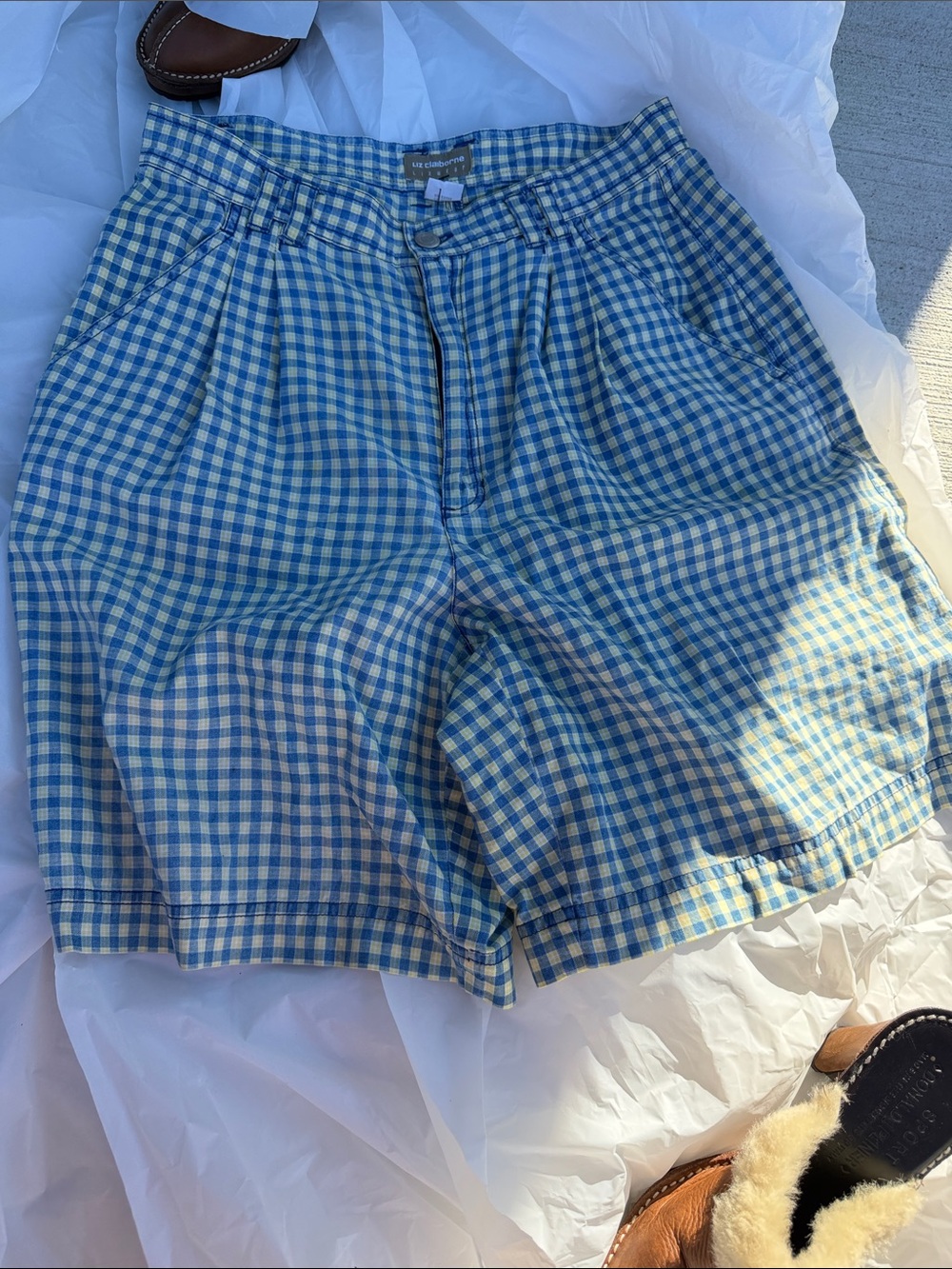 Liz Claiborne Blue and Cream Gingham Women's Shorts